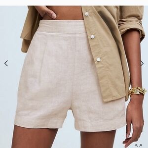 Madewell High Waist Linen Shorts in Cream